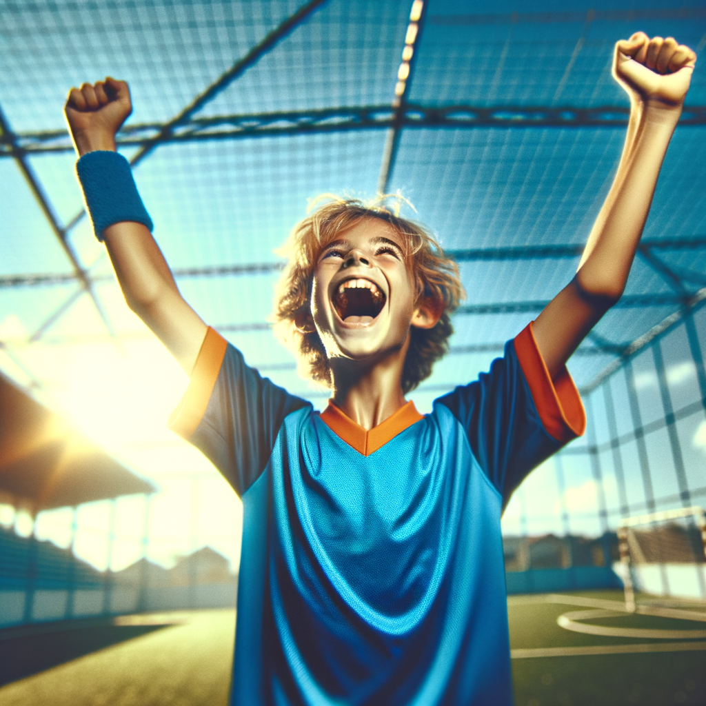 Young athlete celebrating personal achievement at sports event in Cape May County